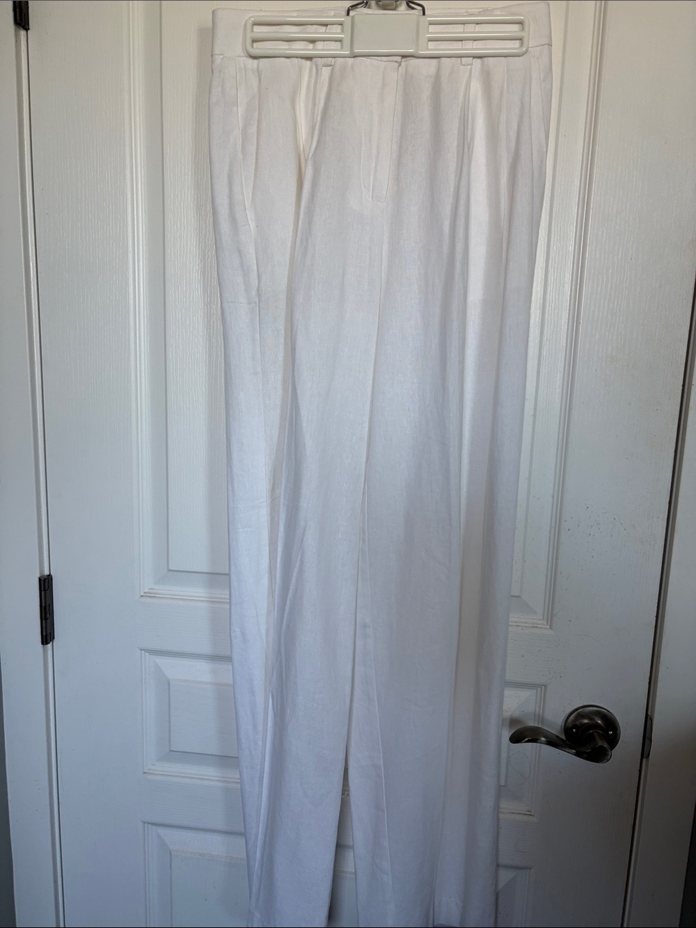 Joe Fresh White High-Waist Linen Blend Trousers
